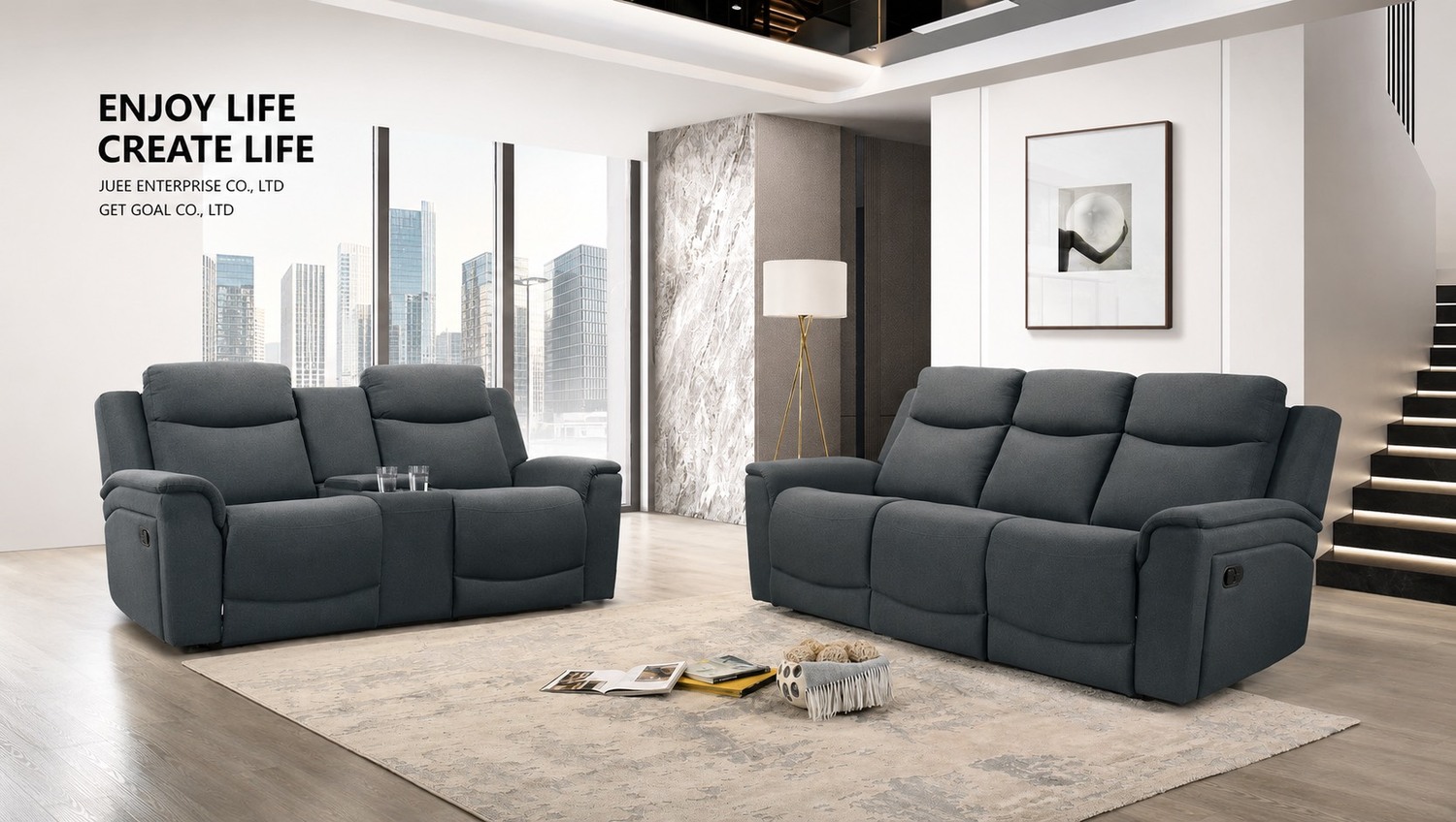 JUEE reclining sofa collection in a modern living room