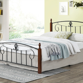 Metal bed with wooden post collection reference